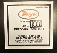 Dwyer 1996-20 Gas Pressure Switch (4.0" - 20.0" W.C.) - New in Box