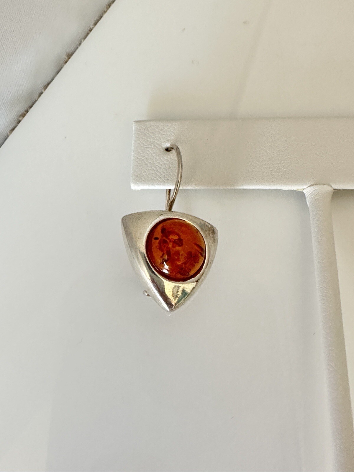 Sterling Silver Triangle Round Amber Pierced Earr… - image 5