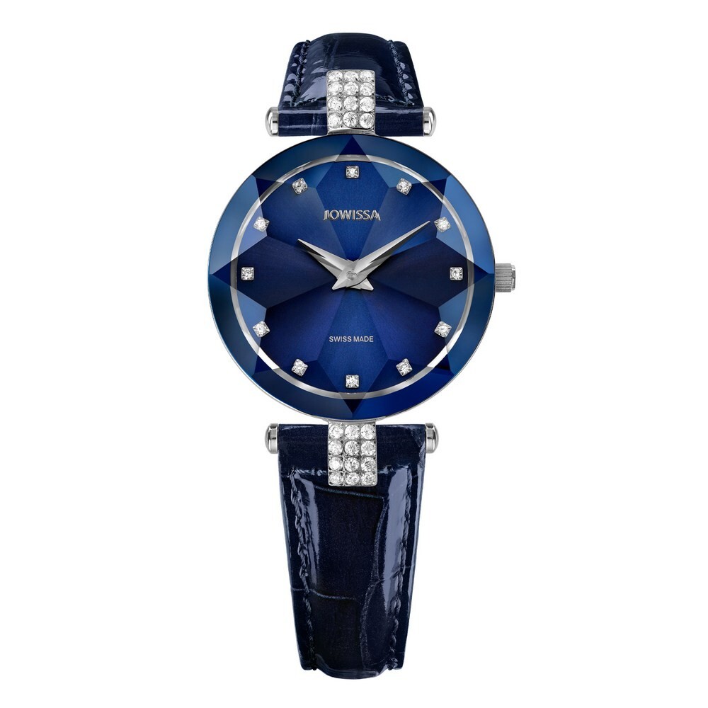 Jowissa FACET STRASS Swiss Made Crystal Blue Leather Watch