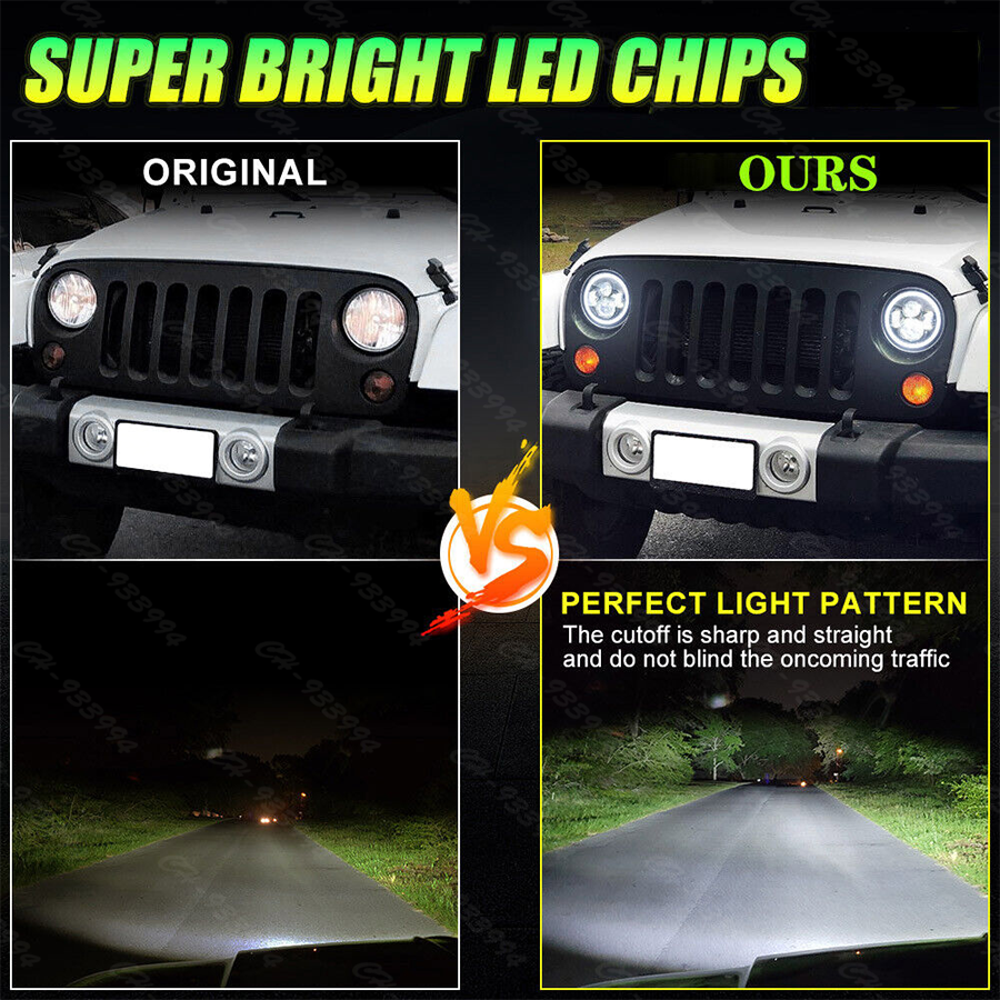 7" LED Headlights+4" Fog Lights+Turn Lamp Combo 07-18 For Jeep Wrangler ...