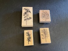 4 New Tree Floral Wood Mounted Rubber Stamps Artist Designed