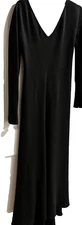 Narciso Rodriguez SZ 6 Long Sleeve V Neck Maxi Length Black Dress Goth # 4522