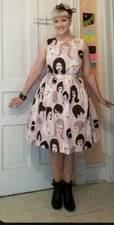 Hearts and Found Clarence dress in one of a kind mod faces print GUC size XL