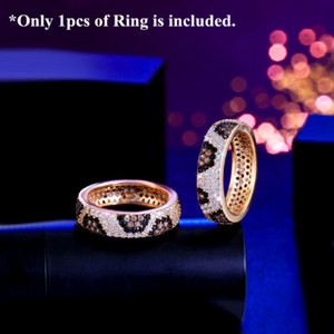 Authentic Gold Plated Leopard Print Cubic Zirconia Women Finger Ring Wedding Party Jewelry