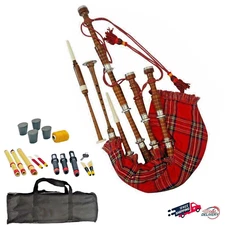 Scottish Irish bagpipes Rosewood Natural finish Silver Mounts with bag tutorbook