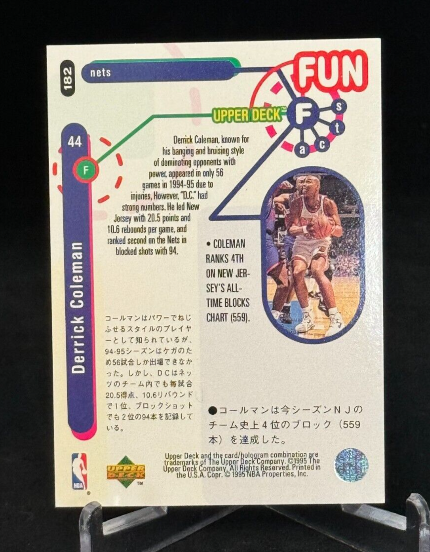 1995-96 Collector's Choice Japanese Fun Facts #182 Derrick Coleman