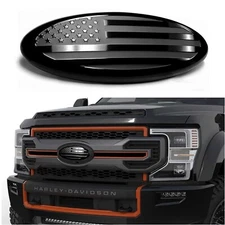 9inch Ford F150 F350 Pickup Black FRONT GRILL Tailgate US Flag Oval Emblem Badge