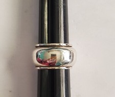 925 B-M shiny rounded spinner ring wide 15mm band plain size 9.5-10