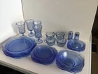 26 Piece Vintage Blue Depression Style Glass Madrid Pattern Recollection?