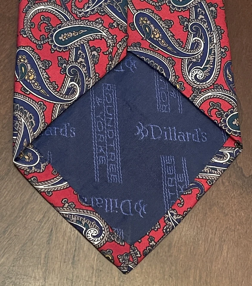 Corbata de cuello Roundtree & Yorke roja azul verde 100 % seda para hombre hecha en Italia Foto 2 de 4