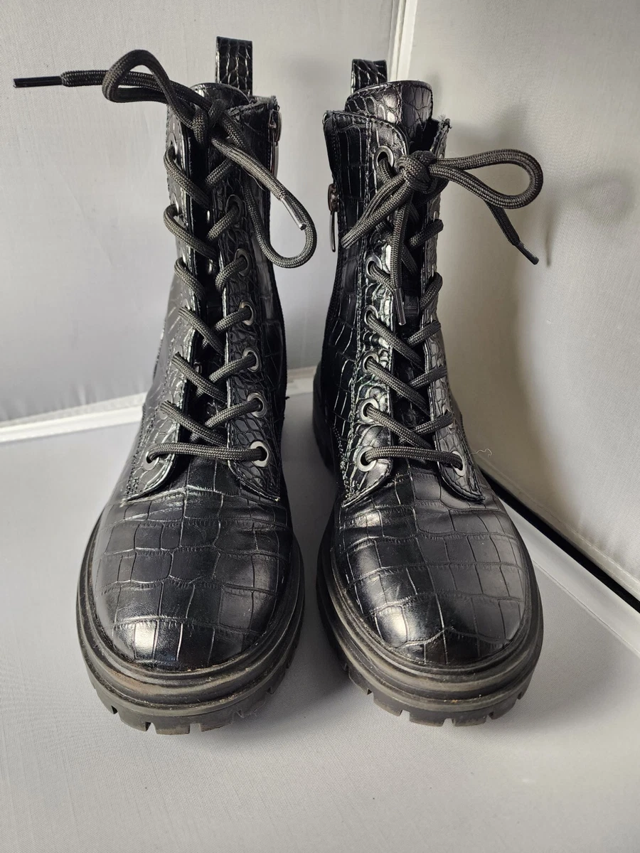 Croc print deals black boots