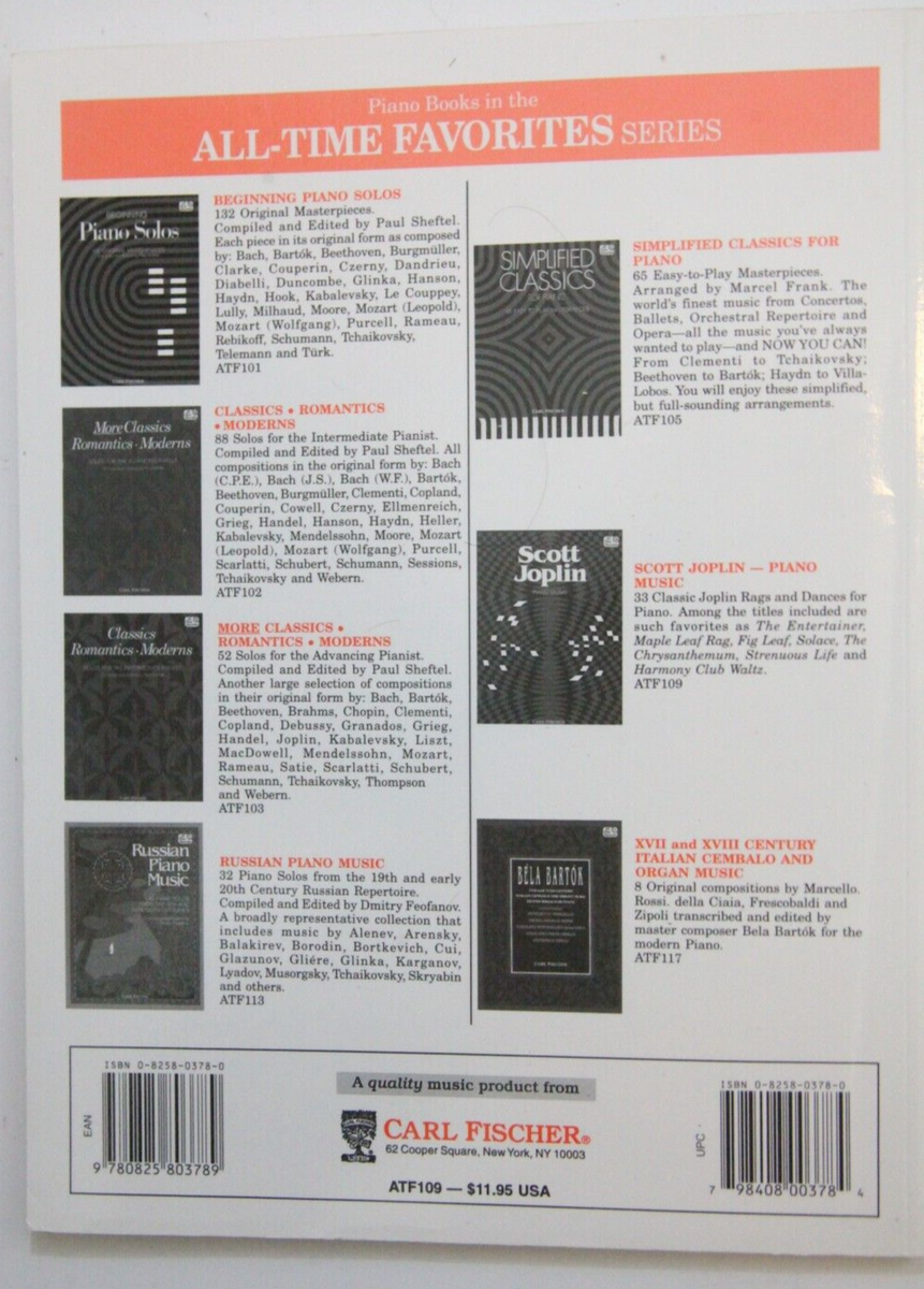 Scott Joplin Piano Sheet Music Book All Time Favorites 109 Carl Fischer  1359