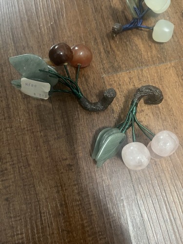VTG Decorative Rose Quartz?glass Grape Cluster Stone Fruit Jade Apple 18 Pieces - Picture 7 of 23