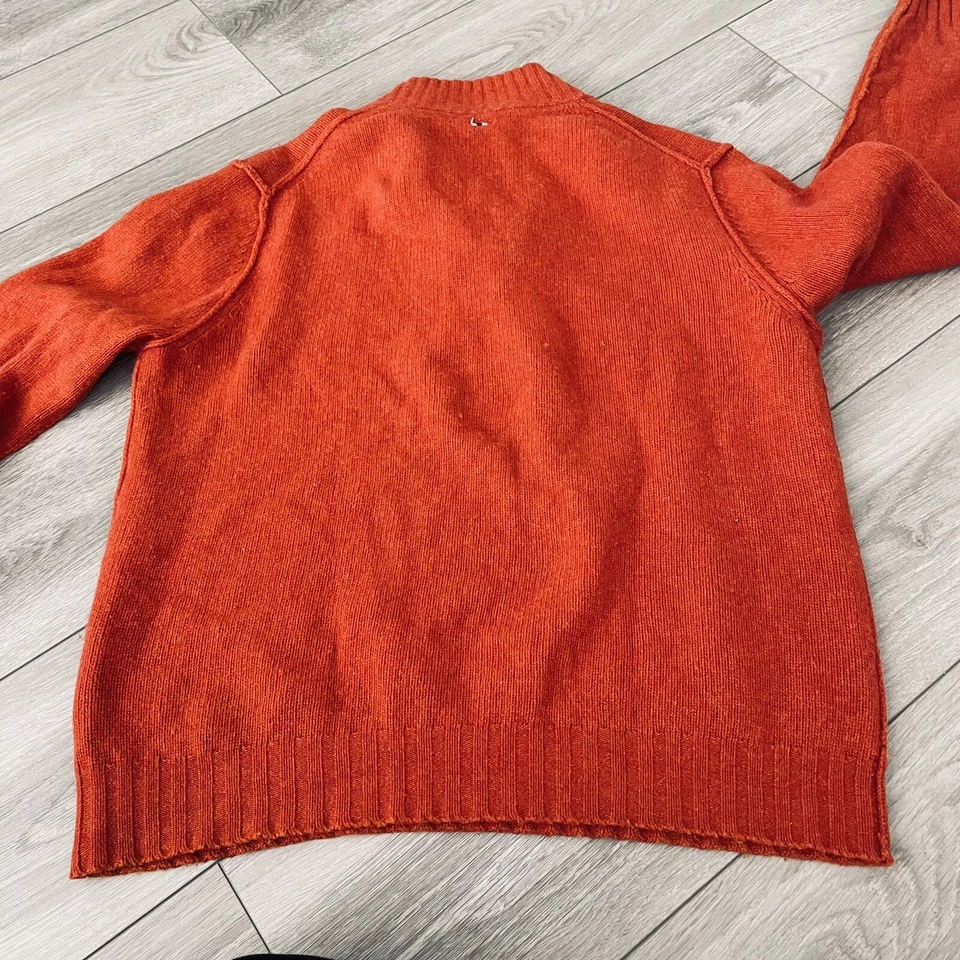 Napapijri вязаный чисто шерсти молнии шеи джемпер - L сожжен оранжевый - вязаный топ - Изображение 4 из 4