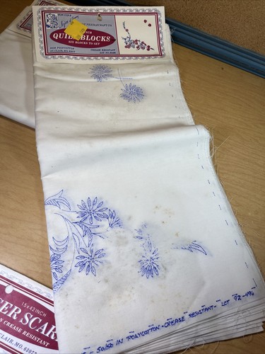 Fairway Needlecraft Quilt Block Panels & Dresser Scarf Printed Embroidery Fabric - Picture 4 of 8