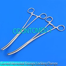 New Set of 2 Pairs 8" Curved Hemostat Forceps Locking Clamps - Stainless Steel