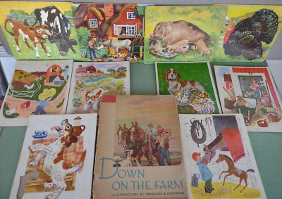 Farm Puzzles and Book 1930s 40s 50s Lot of 10