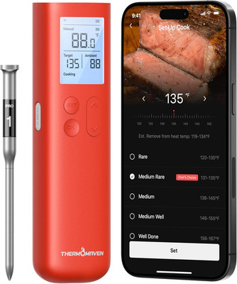 Smart Bluetooth Wireless Meat Thermometer, 10X Enhanced Sub-1G Signal and Stabil
