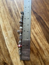 Pandora Charm Bracelet 18cm Sterling Silver 15 Charms Pig Love L D Heart ALE 925