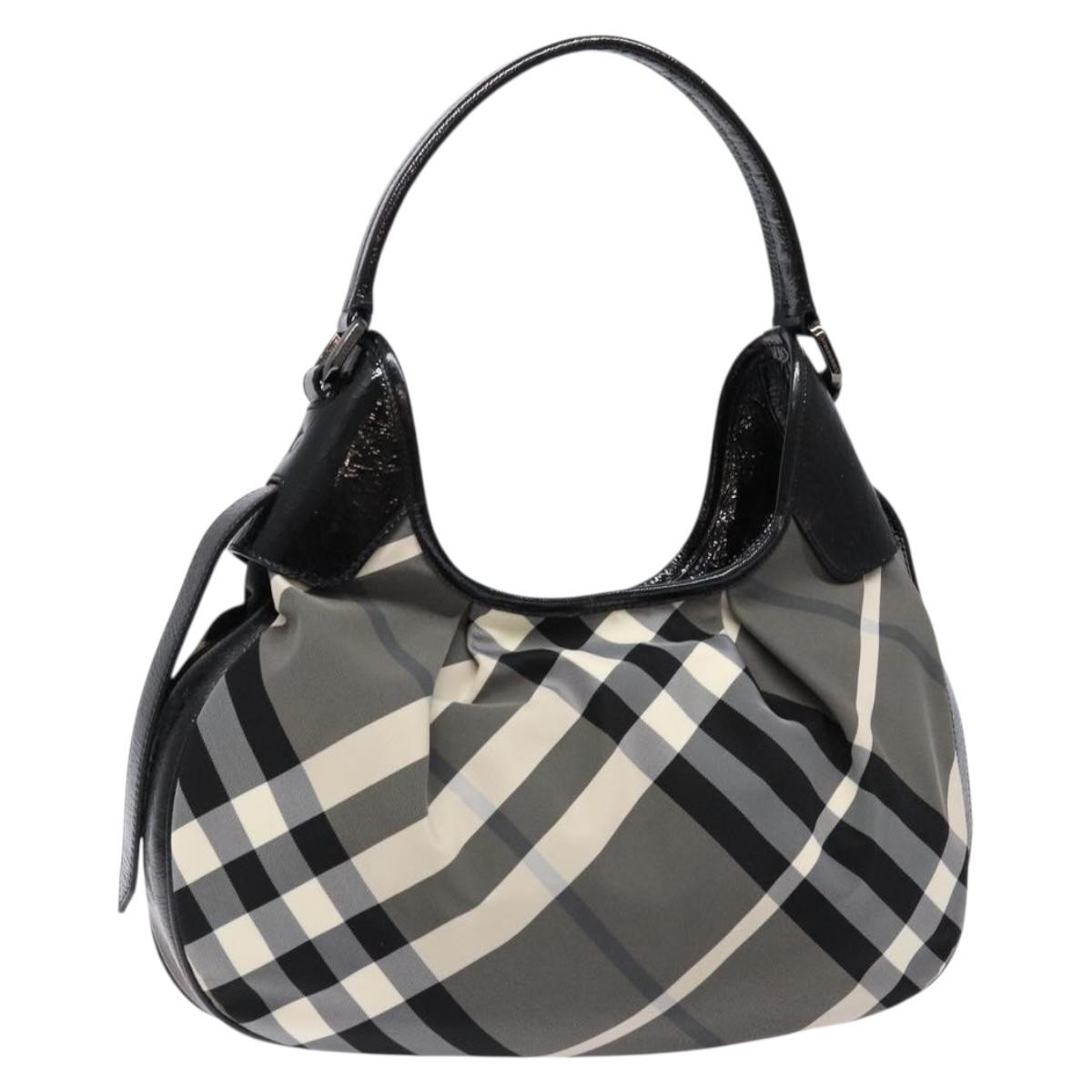 BURBERRY Nova Check Shoulder Bag PVC Black Silver Auth 135388