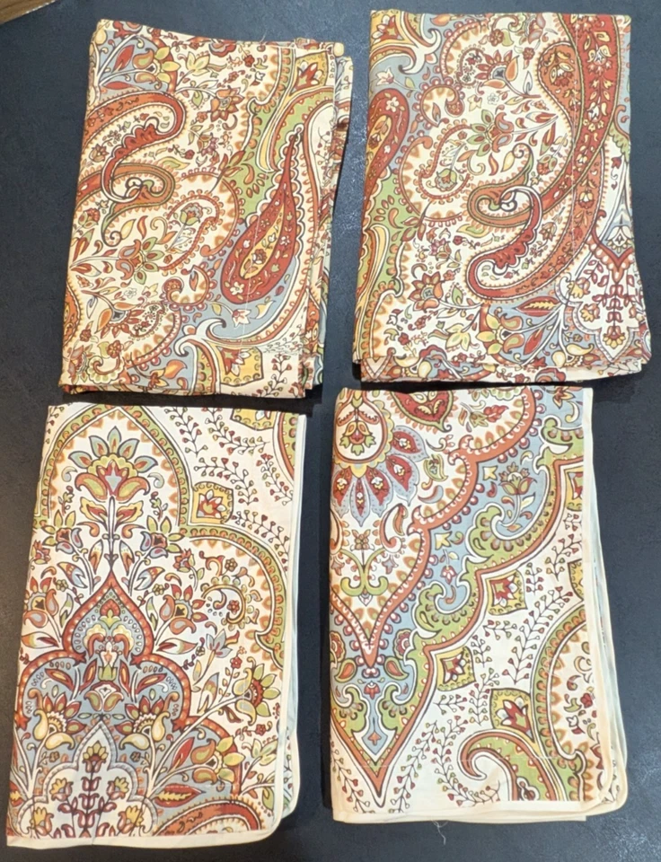 TAHARI PAISLEY MOROCCAN RUST BLUE GOLD FULL/QUEEN DUVET 4 SHAMS 1 CURTAIN PANEL - Image 2 of 4