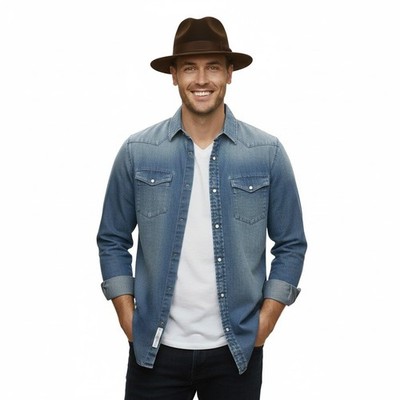 Herren Wolle Trilby Hut Filz Fedora kurze Krempe Vintage Smart Freizeit Hut