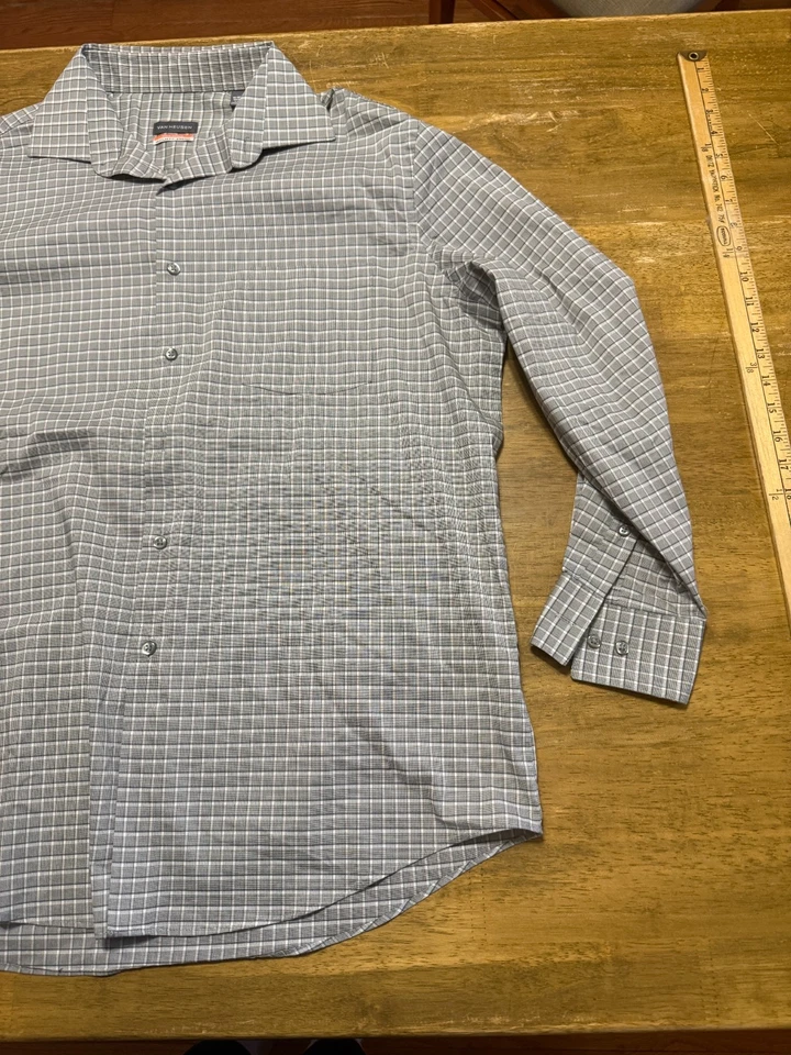 Van Heusen Shirt Men's Large, 16-16.5, 32/33 Gray Button Up Shirt Regular Fit - Image 4 of 4