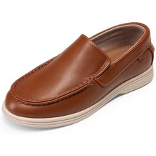 New Dream Pairs Big Kid Boys Size 6 Brown Slip On Loafers Faux Leather Shoes