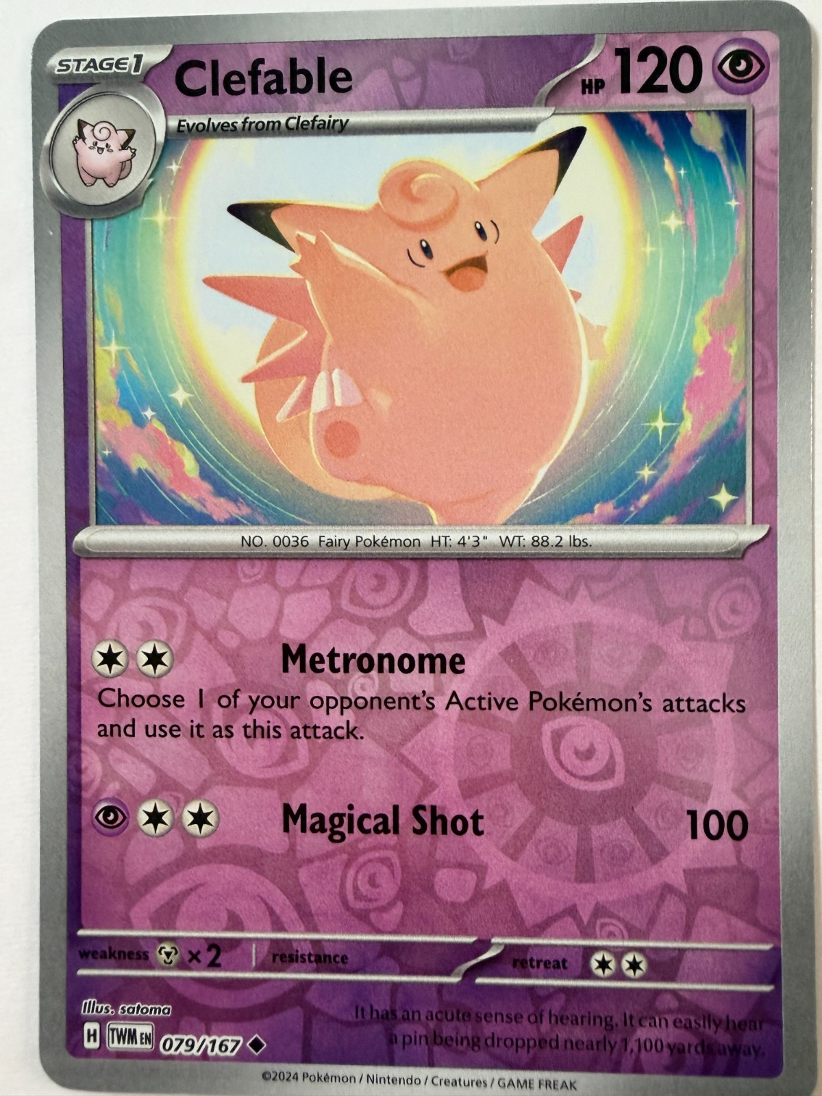 Clefable 79/167 Reverse Holo | Twilight Masquerade | Pokemon Card
