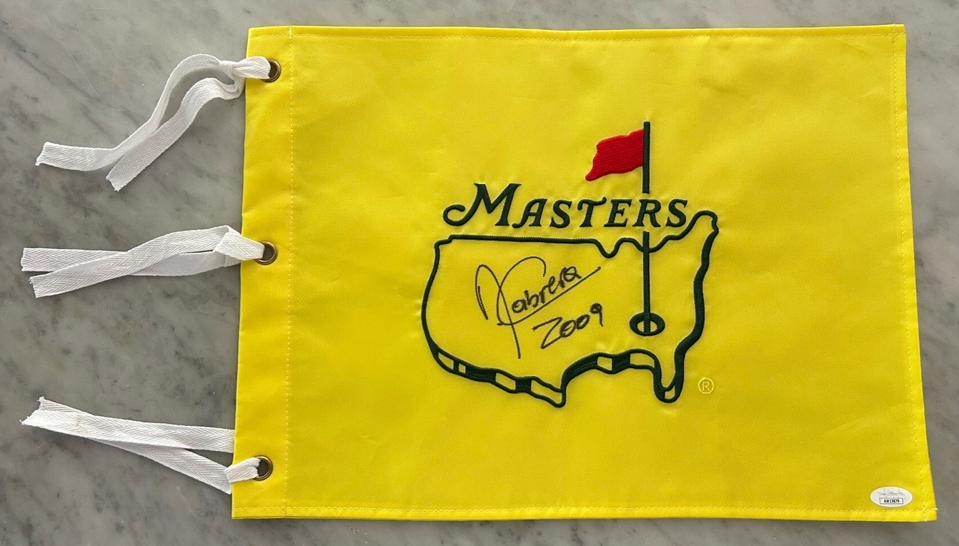 Angel Cabrera Autographed Signed AUTO THE MASTERS GOLF PIN FLAG INSCRIBED 2009 JSA 