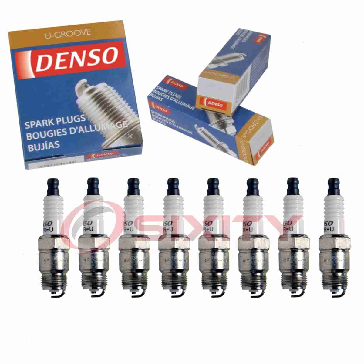 8 pc Denso Standard U-Groove Spark Plugs for 1972-1974 Ford Gran Torino 5.8L zm