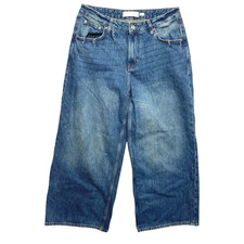 ZARA Wide Leg Jeans Womens 8 Blue Crop Leg Denim Pants