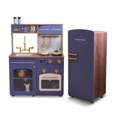 Teamson Kids Little Chef Normandy Wooden Play Kitchen with Modular Fridge  Sink
