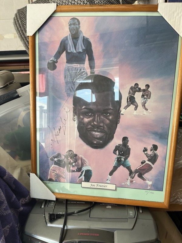 Joe Frazier Signed Lithograph.  Ltd Ed 111 / 1500. Custom Framed With COA. Excel