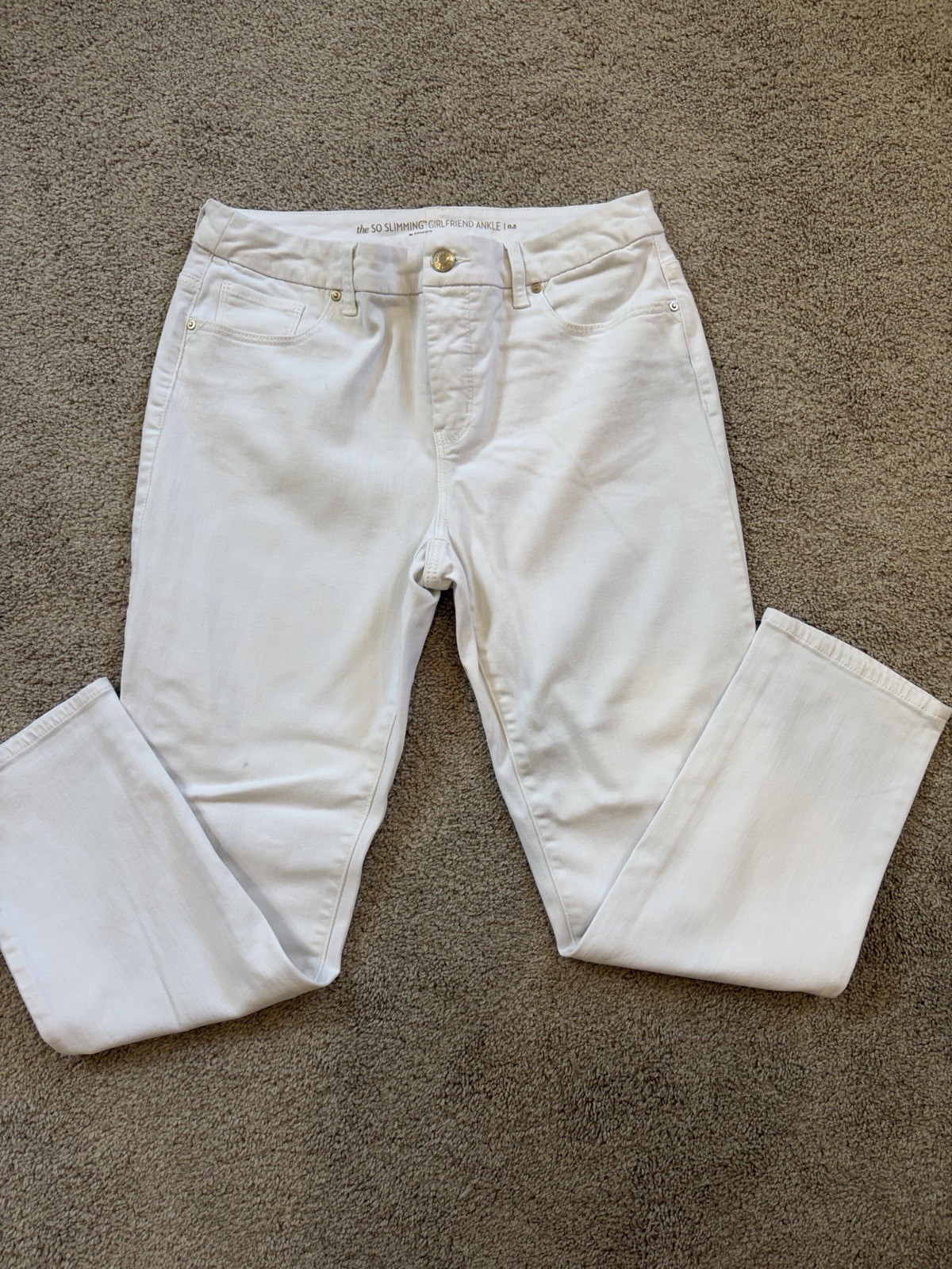 Chico's So Slimming Girlfriend Ankle Jeans White Petite 0.5 Slim 5-Pocket