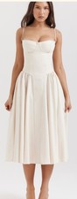 HOUSE OF CB Samaria Vintage Cream Corset Sundress Size Small  US 4/6 Cottagecore