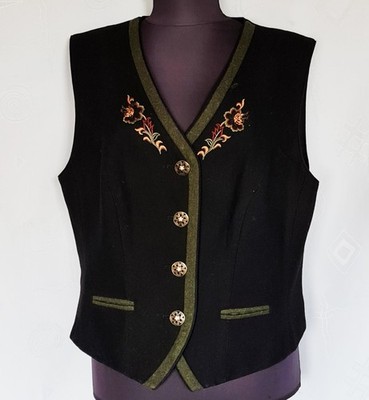 VEST VINTAGE PERRY TRACHTEN OKTOBERFEST DIRNDL TYROL BLACK  WOMENS US 16 EU 44