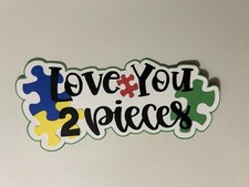 Love You 2 Pieces Handmade Paper Pieced Scrapbook Title Die Cut Puzzle Pieces