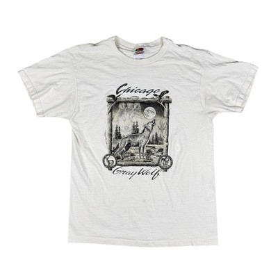 Vintage Fruit of the Loom Chicago Gray Wolf Tee Unisex Medium Off-White USA Made