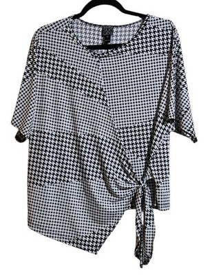 Clara Sunwoo Asymmetric Black  White Half Sleeve Blouse Dolman Sleeves XL Artsy