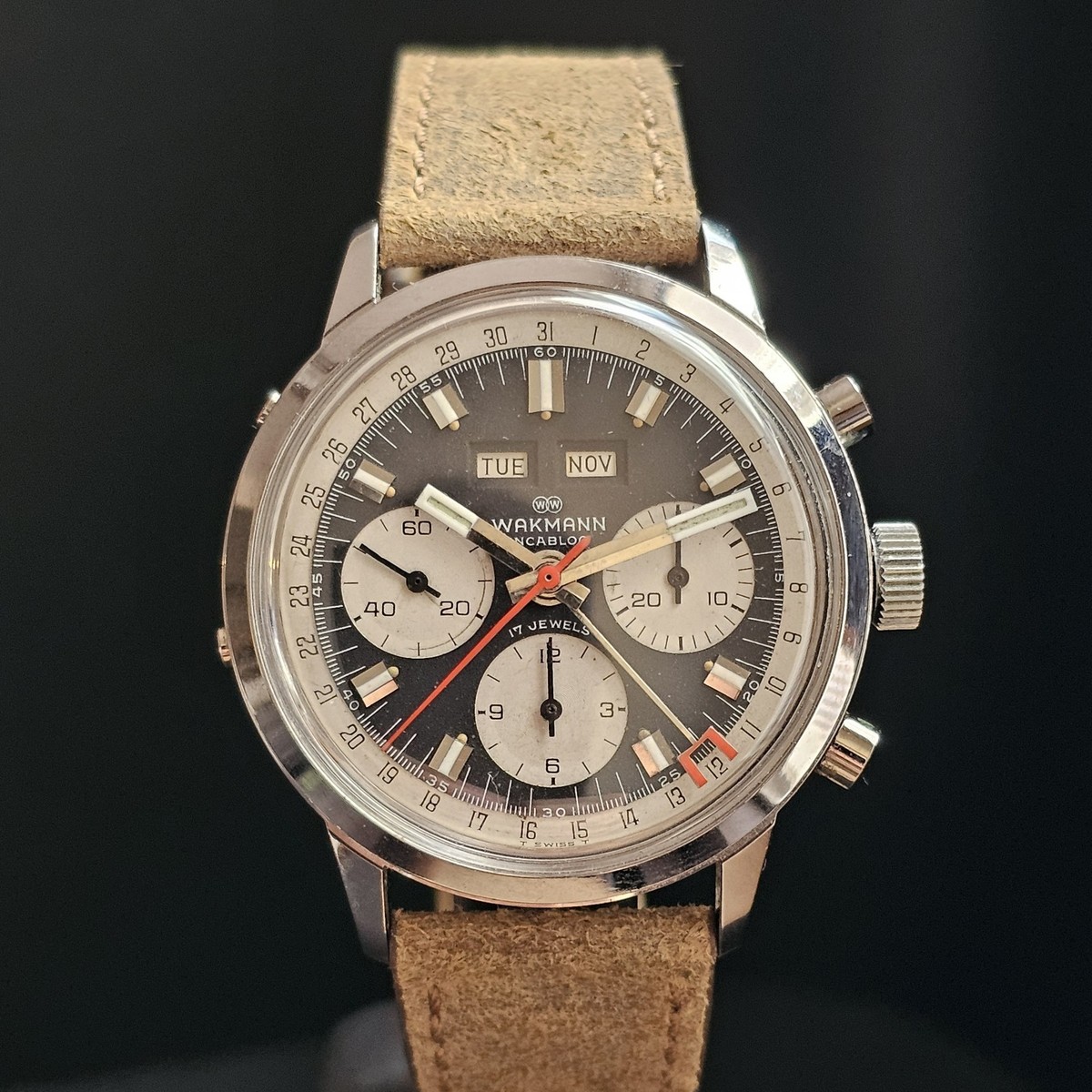 Wakmann Jumbo 39mm Triple Calendar Chronograph Ref. 1315.30.75