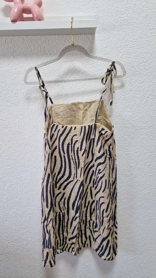 H&M Sommerkleid Kleid Zebra Print Muster Beige Schwarz Gr. XS (34) - Bild 2 von 3