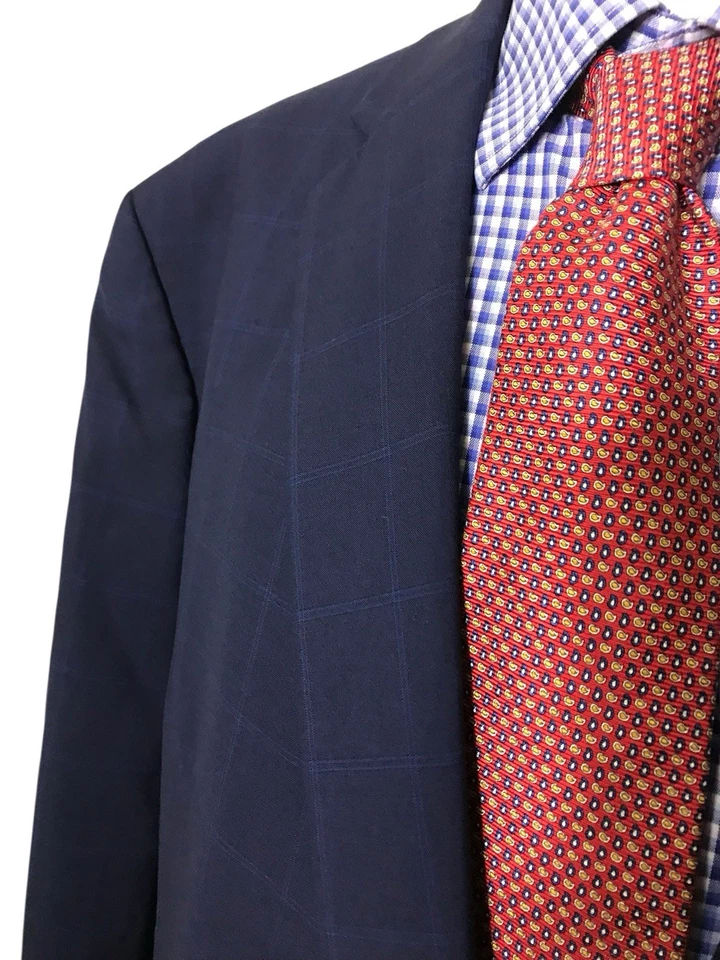 Traje Ralph Lauren 2 Piezas Chaqueta Azul Marino 54R Pantalones Ventana 50X27 Frente Plano Foto 4 de 4