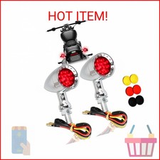 DREAMIZER 2pcs Chrome Bullet 15 LEDs Motorcycle Turn Signal Lights Front and Rea