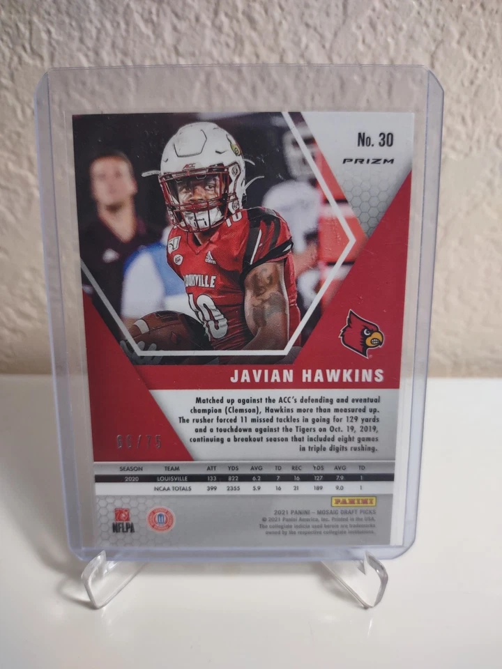 2021 Panini Mosaic Draft Picks - Javian Hawkins #30 Mosaic Blue /75 (RC) - Image 2 of 2
