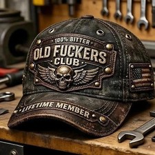Old F ckers Club-Vintage Baseball Cap, Adjustable lustige Distressed Hat Embroid