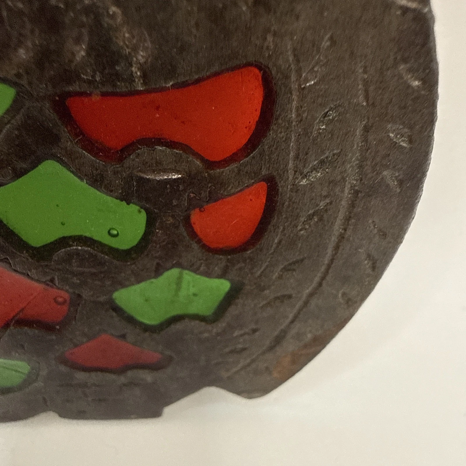 VTG MCM Cast Iron & Stain Glass Owl Trivet 60-70s Kitschy Decor - product detail image 5