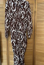 Fashion Nova Button Down Belted Zebra Print Maxi dress w Collar