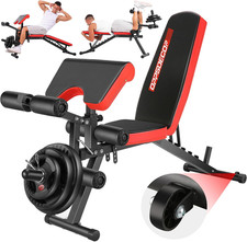 Adjustable Weight Bench with Leg Extensions & Curl for Home Gym Fitness