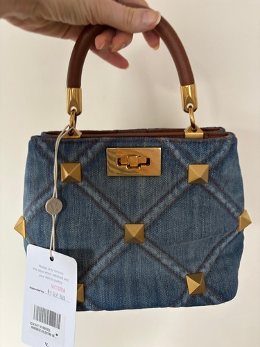 Valentino Roman Stud Crossbody Bag Denim Small